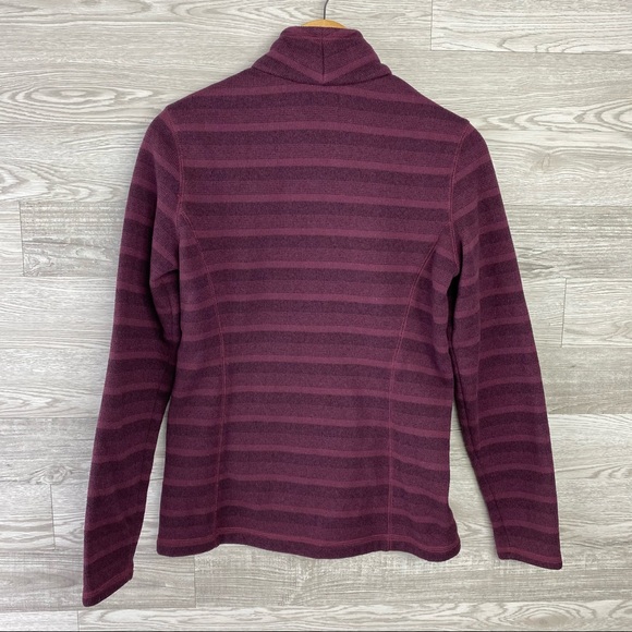 Rei Burgundy Purple Strip Zip Up Sweater Jacket - Picture 5 of 5